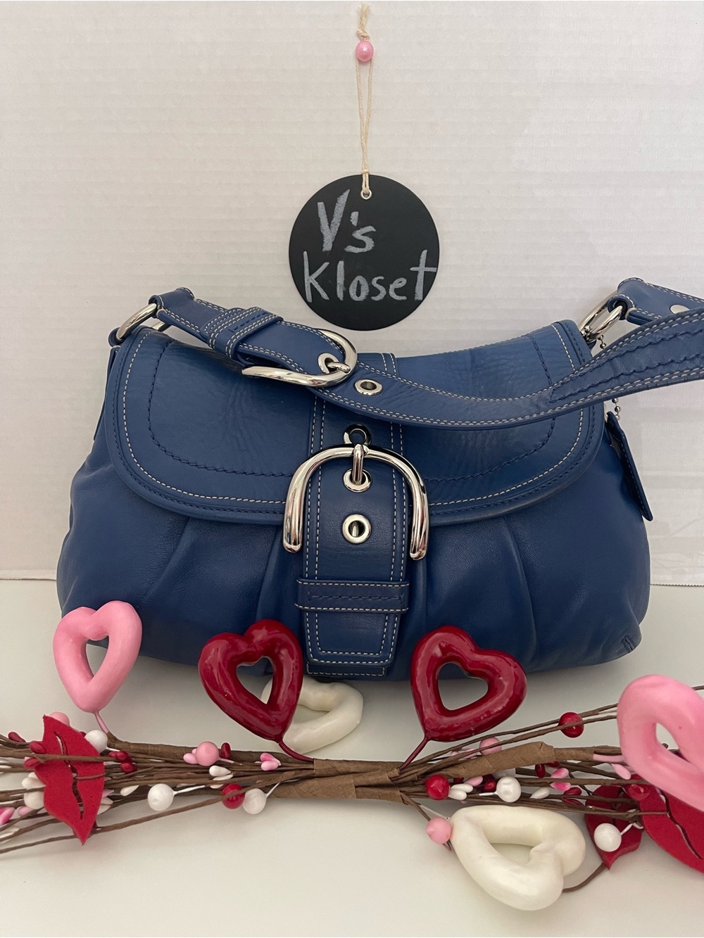 Coach Leather Shoulder Bag with Buckle Detail